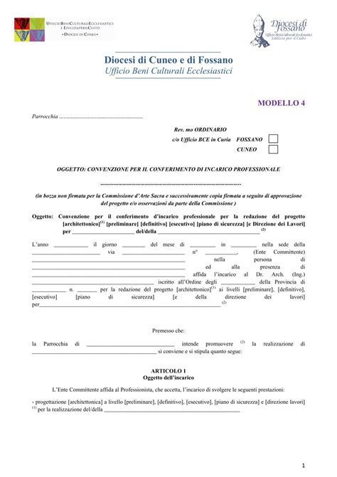 Modello Convenzione Per Il Conferimento Di Incarico Professionale