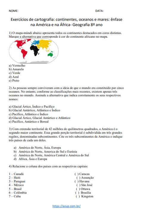 Exerc Cios De Geografia Ano Ensino Fundamental