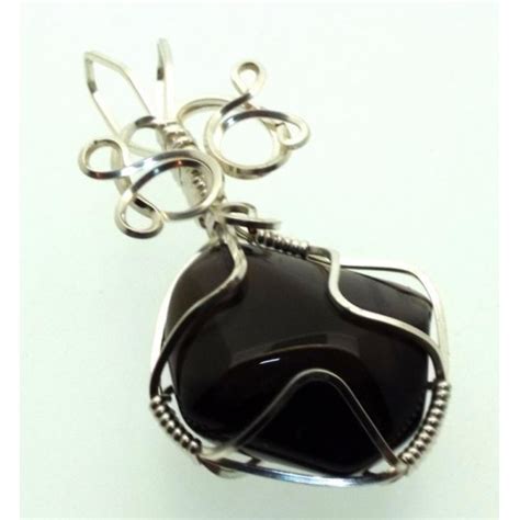 Apache Tear Gemstone Silver Plated Wire Wrapped Pendant