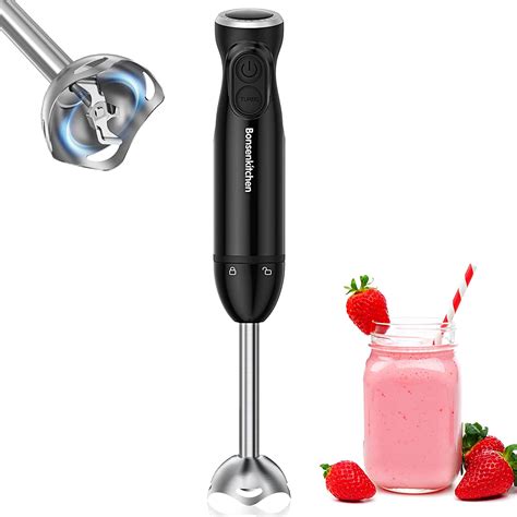 Bonsenkitchen Handheld Blender Electric Hand Blender 12 Speed Turbo