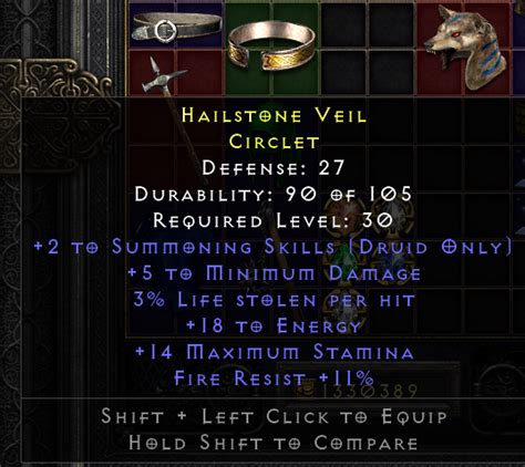 2 Summoning Skills 3 Life Stolen 11 Fire Resist Circlet • Price