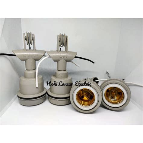 Jual FITTING LAMPU GANTUNG KERAMIK WD E27 FITTING LAMPU JALAN