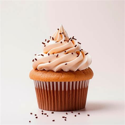 Un Cupcake Con Glaseado Blanco Y Chispas De Chocolate Foto Premium