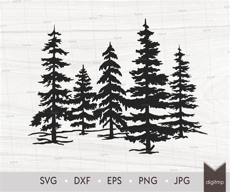 Forest Pine And Fir Trees Scene Laser Cut Template Nature Scene Svg Files Digital Silhouette