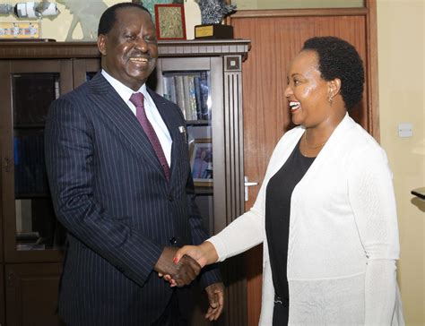 Governor Anne Waiguru In A Double Header Handshake With Raila And Ruto