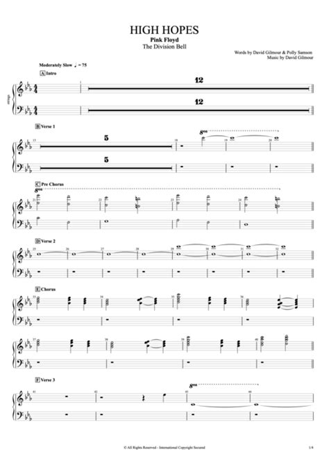 High Hopes Tab By Pink Floyd Guitar Pro Full Score Mysongbook