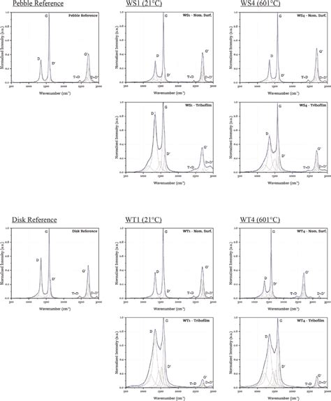 Peak Fitted Raman Spectra For The Reference Samples The Wear Spots Download Scientific