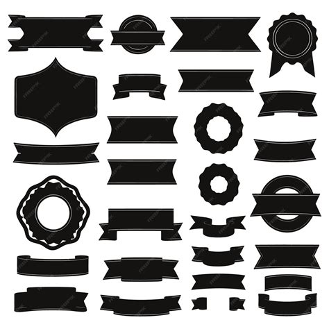 Premium Vector | Banner ribbon set silhouette vector black shape