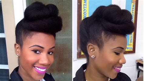 Twisted Pompadour Roll Tuck And Pin Updo On Natural Hair Youtube