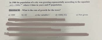 Answered In 1980 The Population Of A City Was Growing Exponentially