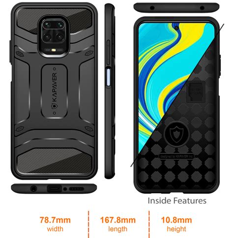 Kapaver® Rugged Back Cover Case For Xiaomi Redmi Note 9 Pro Redmi Note 9 Pro Max Mil Std 810g