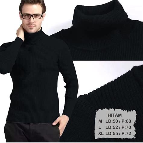 Jual Model Baru Kaospolos Kaos Turtleneck Pria Lengan Panjang Kaos