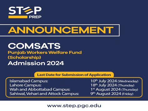 Comsats Punjab Workers Welfare Fund Scholarship Step By Pgc