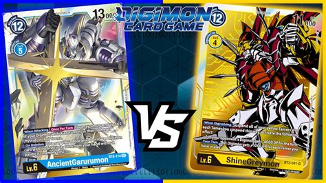 Ancientgarurumon Vs Shinegreymon Digimon Tcg Bt Format Youtube