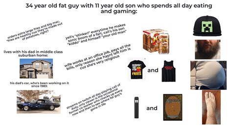 34 Year Old Fat Guy With 11 Year Old Son Who Spends All Day Eating And