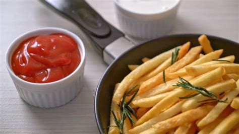 French Fries Or Potato Chips With Sour Cream And Ketchup 6454661 Stock Video At Vecteezy