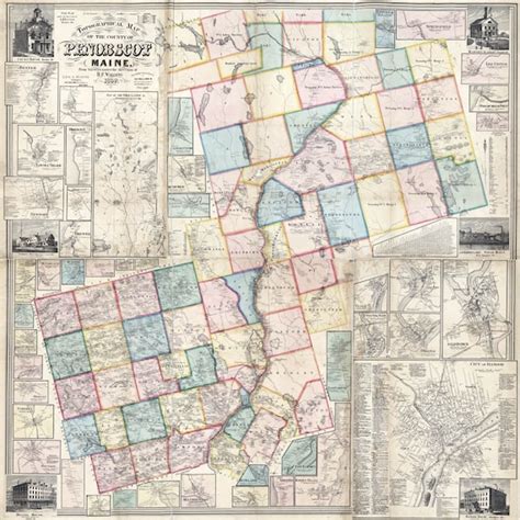 1859 Map of Penobscot County Maine Landowners - Etsy