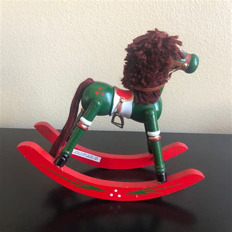 Vintage Antique Wood Rocking Horse Vintage Red And Green Etsy