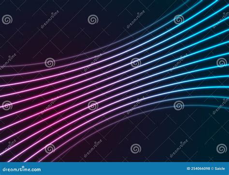 Blue Ultraviolet Neon Curved Wavy Lines Abstract Background Stock Vector Illustration Of