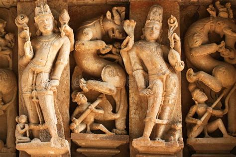 Templos De Khajuraho E Suas Esculturas Eróticas Índia Foto de Stock