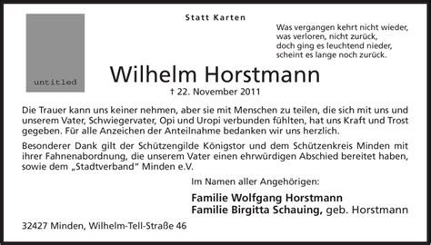 Traueranzeigen Von Wilhelm Horstmann Trauer Mt De