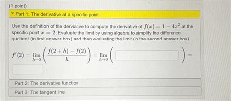 Solved Find Derivative At At A Specific Point Derivitive