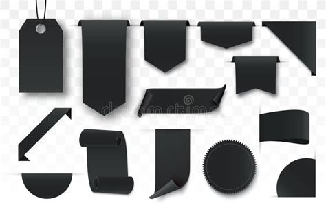 Set Of Blank Black Labels Stock Vector Illustration Of Design 154071998