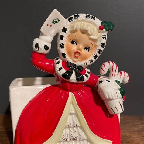 Vintage Christmas Ceramic Girl Etsy