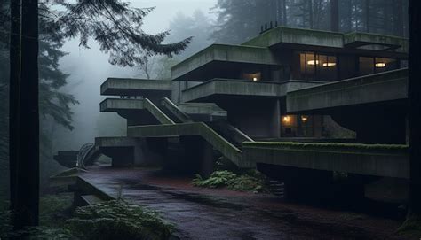 Premium AI Image | Soviet era Brutalist architecture deep in the woods ...