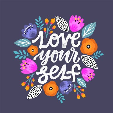 Premium Vector Love Yourself Lettering Quote