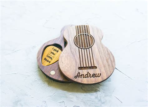 Personalized Guitar Pick Holder With Without Custom Engraved Wooden