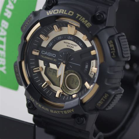 Casio Mens World Time Telememo Analog Digital Alarm Chrono Watch J And A Technomarine Y Accesorios