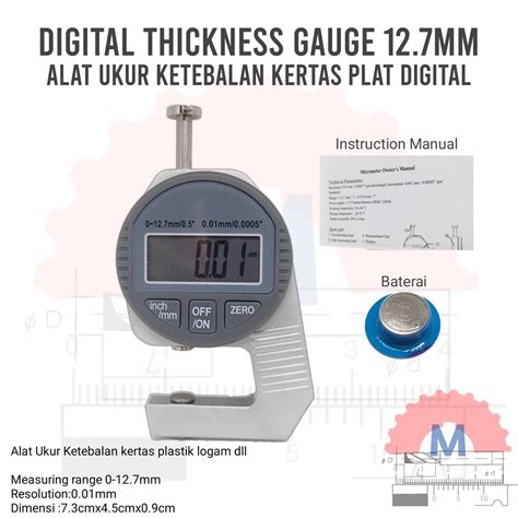 Jual Digital Thickness Gauge Alat Ukur Ketebalan Plastik Plat Kertas