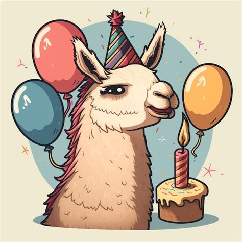 Premium Ai Image Llama Birthday Vector Illustration