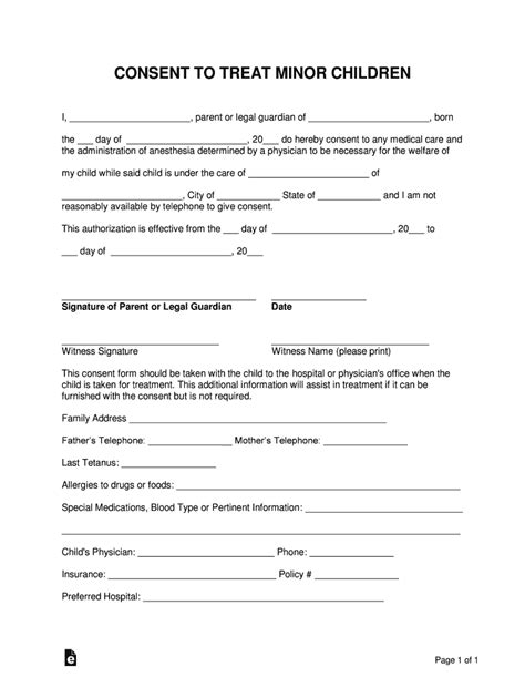 Printable Consent To Treat Form Printable Forms Free Online