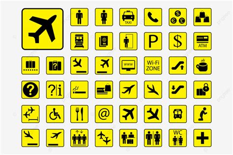 Airport Signs Vector Art Png Huge Set Of Airport Icons Or Signs