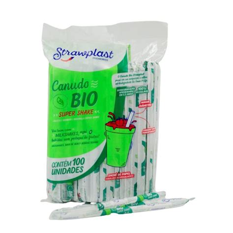 Canudo Biodegradável 8mm Strawplast c 100