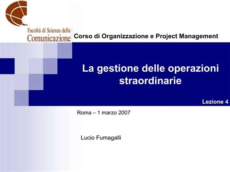 Ppt La Gestione Delle Operazioni Straordinarie Powerpoint