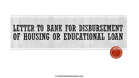 How To Write A Letter To Bank For Disbursement Of Loan Amount Youtube