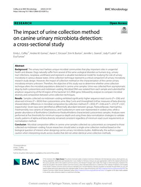 PDF The Impact Of Urine Collection Method On Canine Urinary