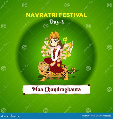 Happy Navratri - Goddess Durga - Third Form- Maa Chandraghanta Stock Vector - Illustration of ...