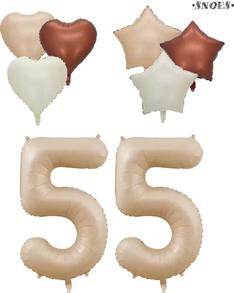 Snoes XXL Cijfer Ballon 55 Nude Kleur Satijn Caramel Nummerballon Bol