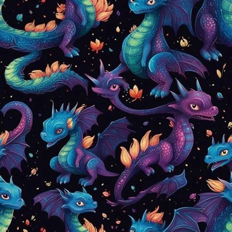 dragon seamless pattern pictures