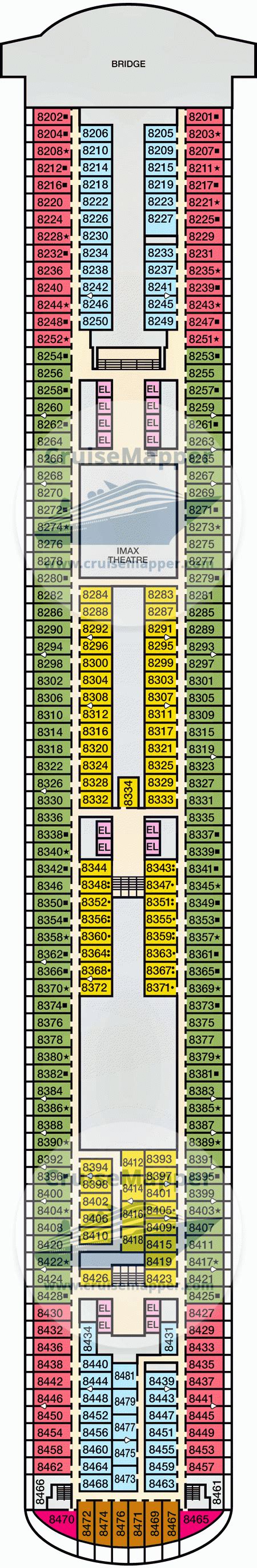 Carnival Vista deck 8 plan | CruiseMapper