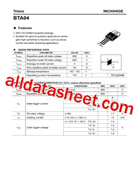 BTA04 Datasheet PDF Inchange Semiconductor Company Limited