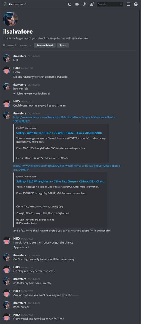 Genshin Impact Account Scammed By Ilsavatore Epicnpc