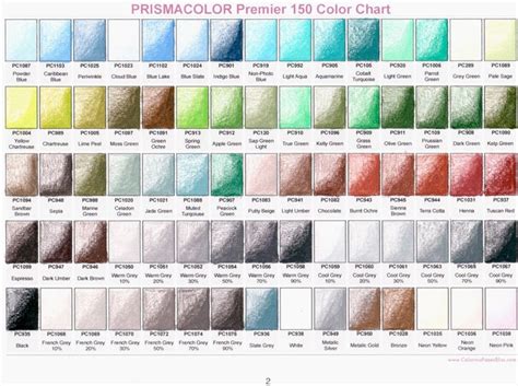 Prismacolor Premier Colored Pencil Swatch Charts