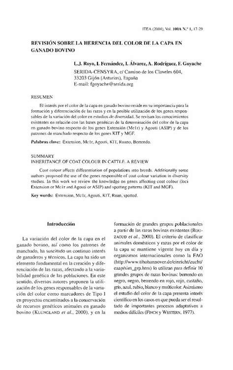 Pdf Revisi N Sobre La Herencia Del Color De Sables De Ja