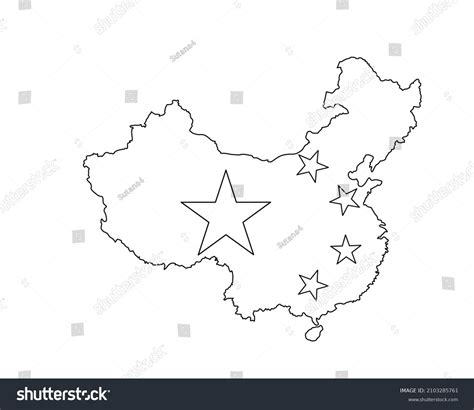 Outline China Map Flag Outline Icon Stock Vector (Royalty Free ...