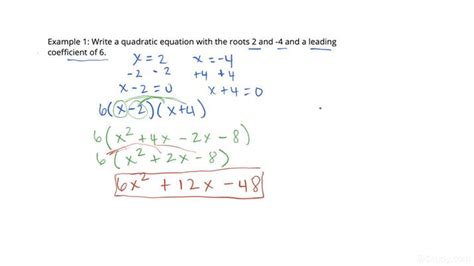 How To Write A Quadratic Equation Given The Roots The Leading